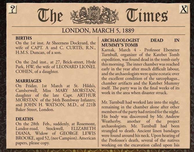 Sherlock Holmes Consulting Detective: The Case of the Mummy's Curse 